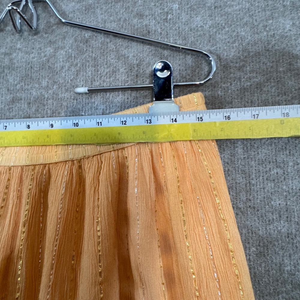 Cato Ombre Peasant Top Skirt Set M Orange Gold Metallic Boho Festival Blouse - Picture 11 of 15